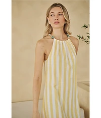 Sugarlips Harvesty Island Brisia Striped Halter Neck Sleeveless Maxi Dress