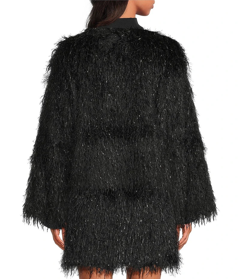 Sugarlips Himari Coordinating Crew Neck Long Sleeve Metallic Fringe Jacket