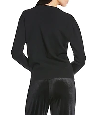 Sugarlips Jaina Pearl Bow V-Neck Long Sleeve Cardigan