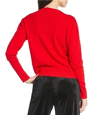 Sugarlips Jaina Pearl Bow V-Neck Long Sleeve Cardigan