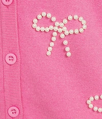 Sugarlips Jaina Pearl Bow V-Neck Long Sleeve Cardigan