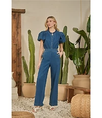 Sugarlips Jamie Stretch Denim Emi High Waist Wide Leg Sailor Coordinating Pants