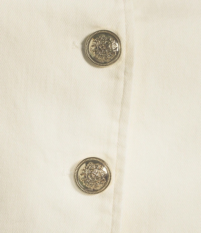 Sugarlips Jeanie Crew Neck Sleeveless Button Front Coordinating Denim Vest