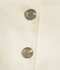 Sugarlips Jeanie Crew Neck Sleeveless Button Front Coordinating Denim Vest