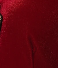 Sugarlips Jena Glow Velvet Crew Neck Long Sleeve Rhinestone Bow Midi Dress