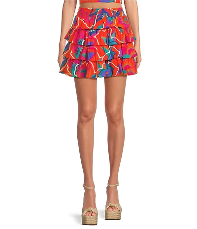 Sugarlips Kahlia Tropics Mavey High Waist Tiered Ruffle Coordinating Mini Skirt