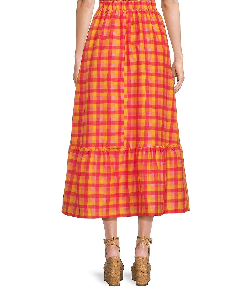 Sugarlips Katana Plaid Print High-Rise Pleated A-Line Coordinating Maxi Skirt