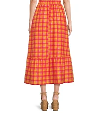 Sugarlips Katana Plaid Print High-Rise Pleated A-Line Coordinating Maxi Skirt