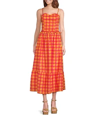Sugarlips Katana Plaid Print High-Rise Pleated A-Line Coordinating Maxi Skirt
