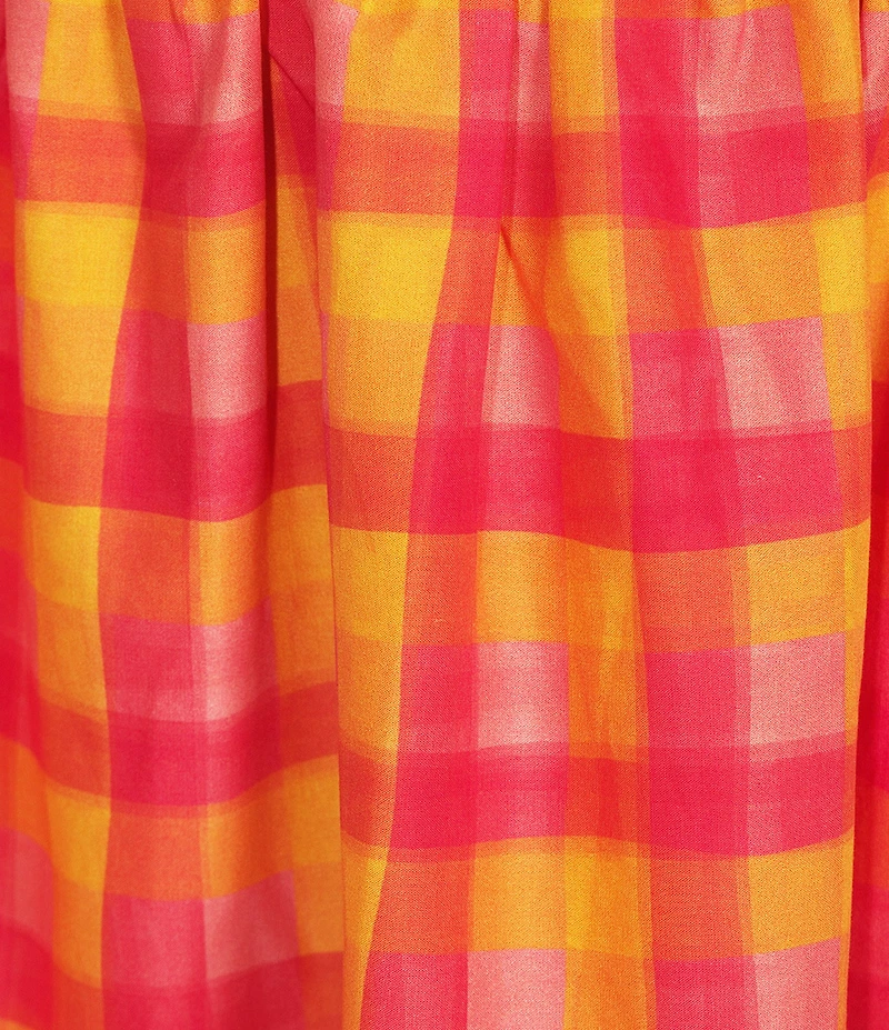 Sugarlips Katana Plaid Print High-Rise Pleated A-Line Coordinating Maxi Skirt