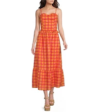 Sugarlips Katana Plaid Print High-Rise Pleated A-Line Coordinating Maxi Skirt
