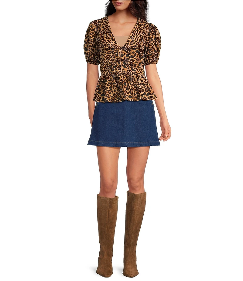 Sugarlips Lavinia Malty High Waisted Front Button Demin Mini Skirt