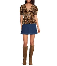 Sugarlips Lavinia Malty High Waisted Front Button Demin Mini Skirt