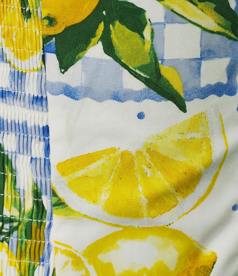 Sugarlips Lemon Print Sweetheart Neck Sleeveless Smocked Coordinating Tank Top