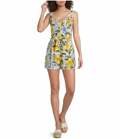 Sugarlips Lemon Zest Square Neck Sleeveless Romper