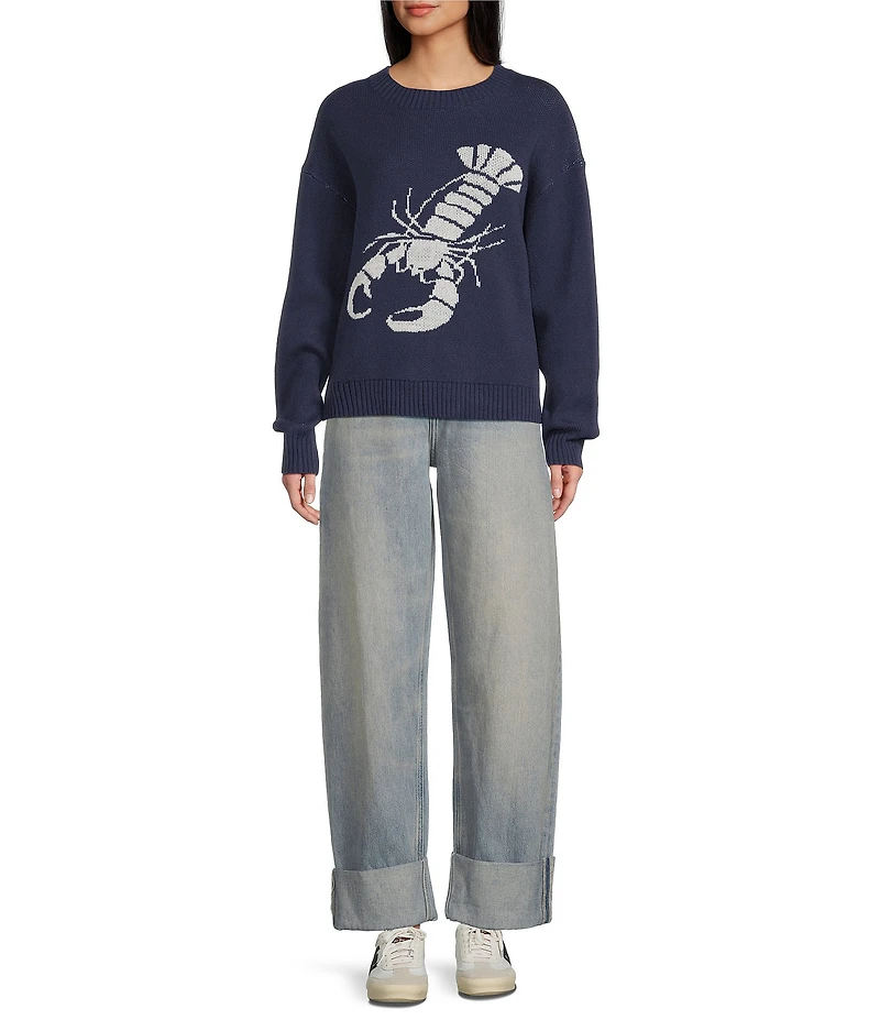 Sugarlips Lobster Graphic Crew Neck Long Sleeve Sweater