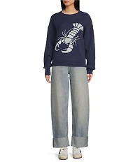 Sugarlips Lobster Graphic Crew Neck Long Sleeve Sweater