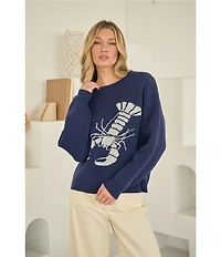 Sugarlips Lobster Graphic Crew Neck Long Sleeve Sweater