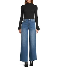 Sugarlips Malvern Bay Ribbed Knit Mock Neck Long Sleeve Flared Tulip Cuff Sweater