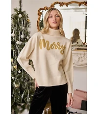 Sugarlips Metallic #double;Merry#double; Turtleneck Long Dolman Sleeve Sweater