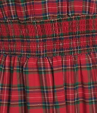 Sugarlips Miley Red Plaid Poplin Smocked Split V-Neck Tiered Maxi Dress
