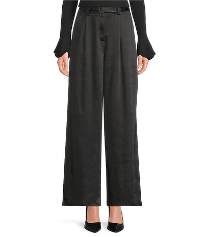 Sugarlips Nyssa Cole Satin High Waist Wide Leg Belted Pants