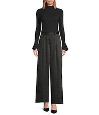 Sugarlips Nyssa Cole Satin High Waist Wide Leg Belted Pants