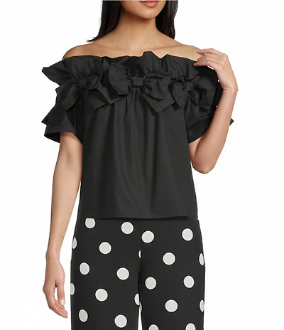 Sugarlips Off-The-Shoulder Bow Ruffle Top