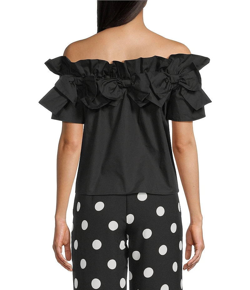 Sugarlips Off-The-Shoulder Bow Ruffle Top