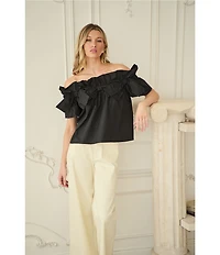 Sugarlips Off-The-Shoulder Bow Ruffle Top