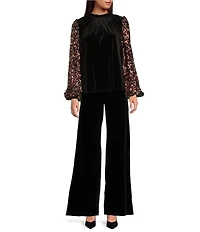 Sugarlips Oriana Lulu Velvet High Waist Wide Leg Pants