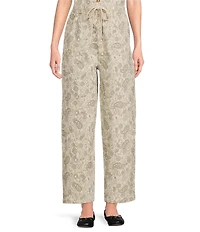 Sugarlips Paisley Printed High Rise Drawstring Waist Straight Leg Coordinating Denim Pants