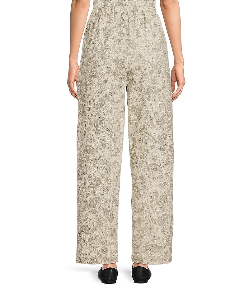 Sugarlips Paisley Printed High Rise Drawstring Waist Straight Leg Coordinating Denim Pants