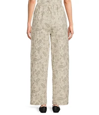 Sugarlips Paisley Printed High Rise Drawstring Waist Straight Leg Coordinating Denim Pants