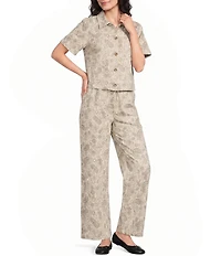 Sugarlips Paisley Printed High Rise Drawstring Waist Straight Leg Coordinating Denim Pants