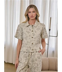 Sugarlips Paisley Printed High Rise Drawstring Waist Straight Leg Coordinating Denim Pants