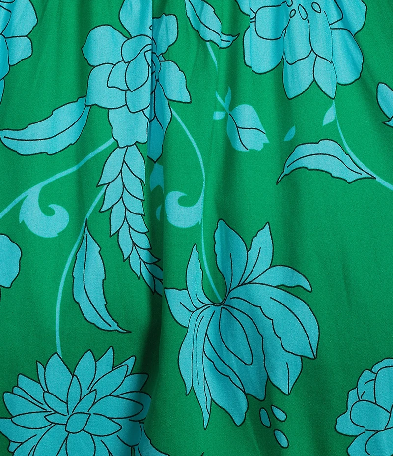Sugarlips Palmer Floral Print V-Neck Short Sleeve Tiered Poplin Maxi Dress
