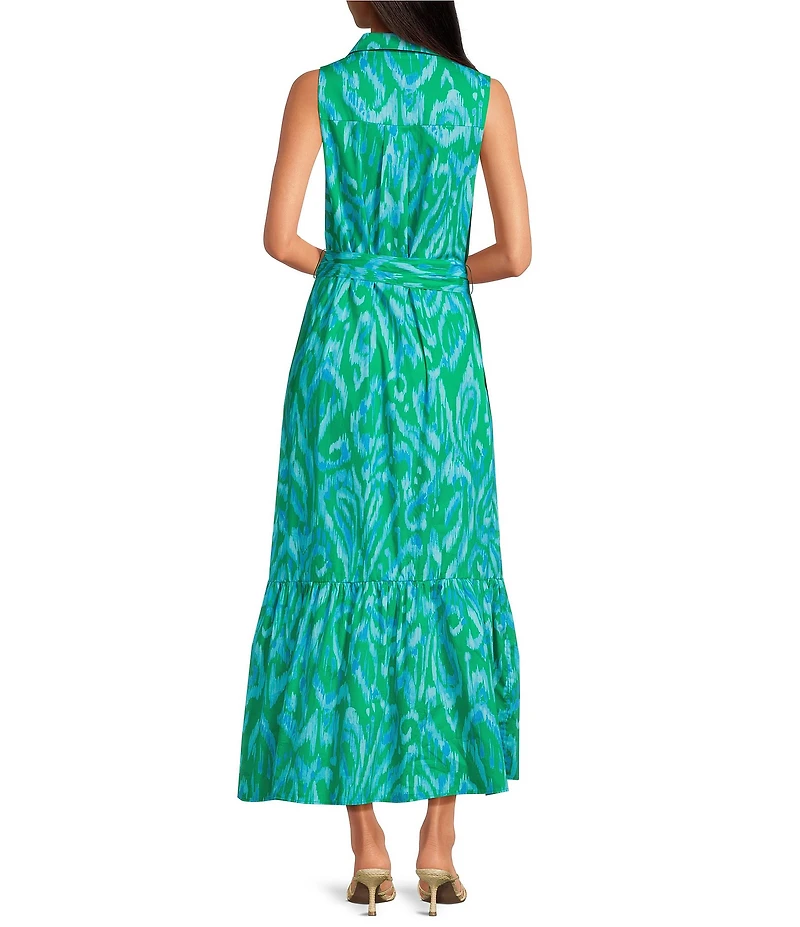 Sugarlips Penola Cileah Printed Collared Sleeveless Poplin Maxi Shirt Dress