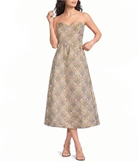 Sugarlips Petite Size Aurra Floral Jacquard Bustier Sweetheart Neck Strapless Midi Dress