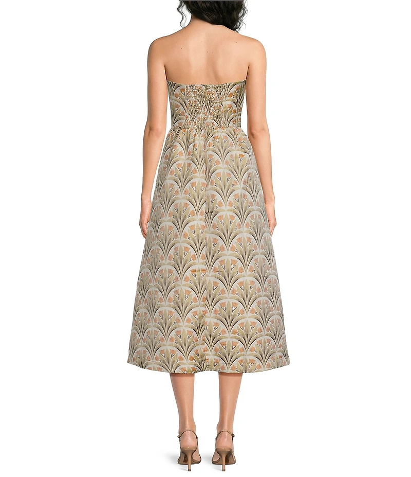 Sugarlips Petite Size Aurra Floral Jacquard Bustier Sweetheart Neck Strapless Midi Dress