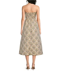 Sugarlips Petite Size Aurra Floral Jacquard Bustier Sweetheart Neck Strapless Midi Dress
