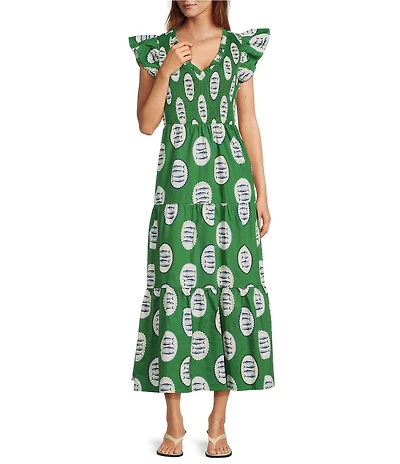 Sugarlips Petite Size Tropical Sunfire Printed V-Neck Sleeveless Tiered A-Line Maxi Dress