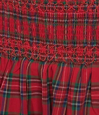 Sugarlips Plaid Print Off-The-Shoulder 3/4 Sleeve Drop Waist Ruffle Tiered Maxi Dress