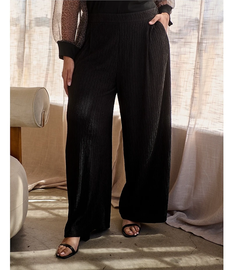 Sugarlips Pleated Elastic Waist Wide Leg Pants
