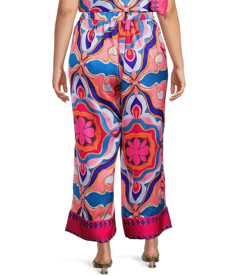 Sugarlips Plus Abstract/Geometric-Printed Border-Hem Coordinating Palazzo Pants