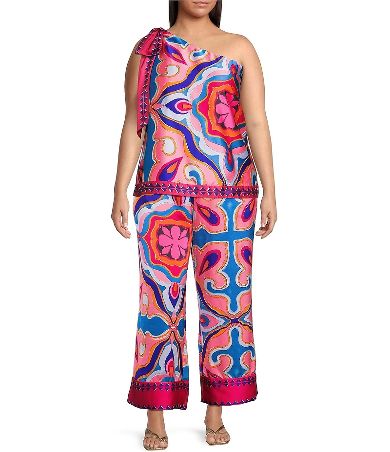 Sugarlips Plus Abstract/Geometric-Printed Border-Hem Coordinating Palazzo Pants