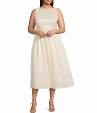 Sugarlips Plus Alani Clio Boatneck Sleeveless Belted Midi Dress