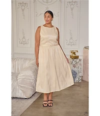 Sugarlips Plus Alani Clio Boatneck Sleeveless Belted Midi Dress