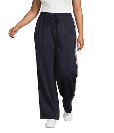 Sugarlips Plus Athletic Shimmer Stripe Wide Leg Track Pants