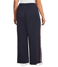 Sugarlips Plus Athletic Shimmer Stripe Wide Leg Track Pants